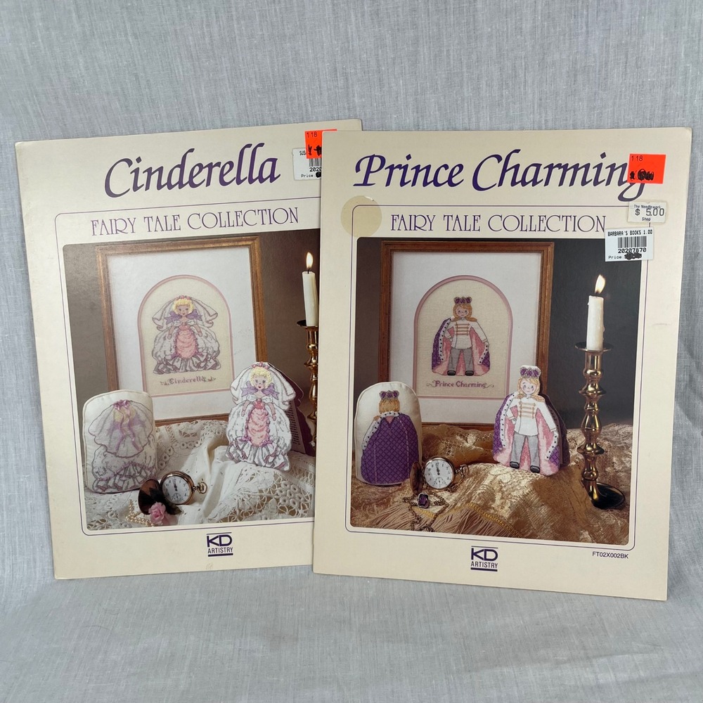 KD Artistry Cinderella & Prince Charming Cross Stitch Patterns Fairy Tale VTG‎